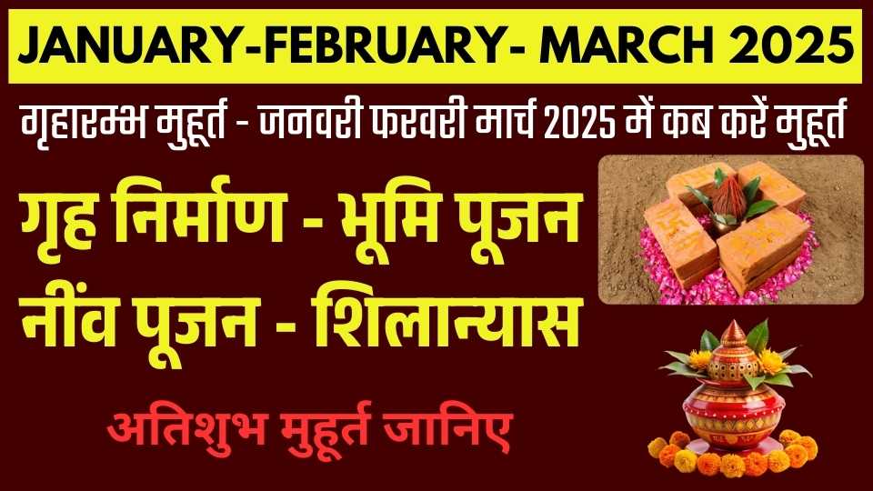 जनवरी 2025 गृह निर्माण के शुभ दिन, फरवरी 2025 गृह निर्माण मुहूर्त, मार्च 2025 में घर बनाने के शुभ मुहूर्त, घर बनाने के लिए शुभ मुहूर्त 2025, जनवरी से मार्च 2025 शुभ तिथियां, वास्तु के अनुसार गृह निर्माण मुहूर्त, गृह निर्माण शुभ मुहूर्त तिथियां, 2025 में घर कब बनाएं, और पंचांग के अनुसार घर निर्माण के शुभ दिन की विस्तृत जानकारी। यह सभी तिथियां ज्योतिष, नक्षत्र, और पंचांग के आधार पर तैयार की गई हैं, ताकि आप अपने सपनों के घर को सही समय पर बनाना शुरू कर सकें।